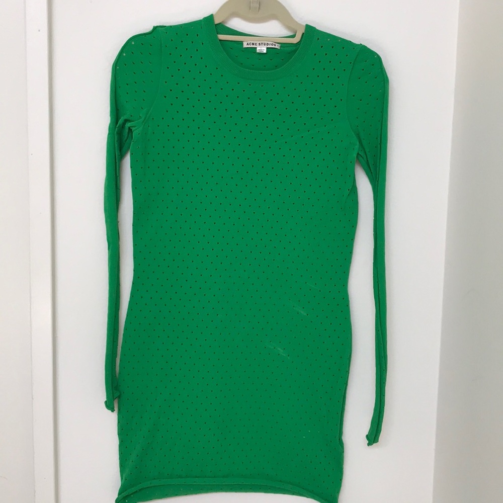 Acne studios green knit stretchy dress